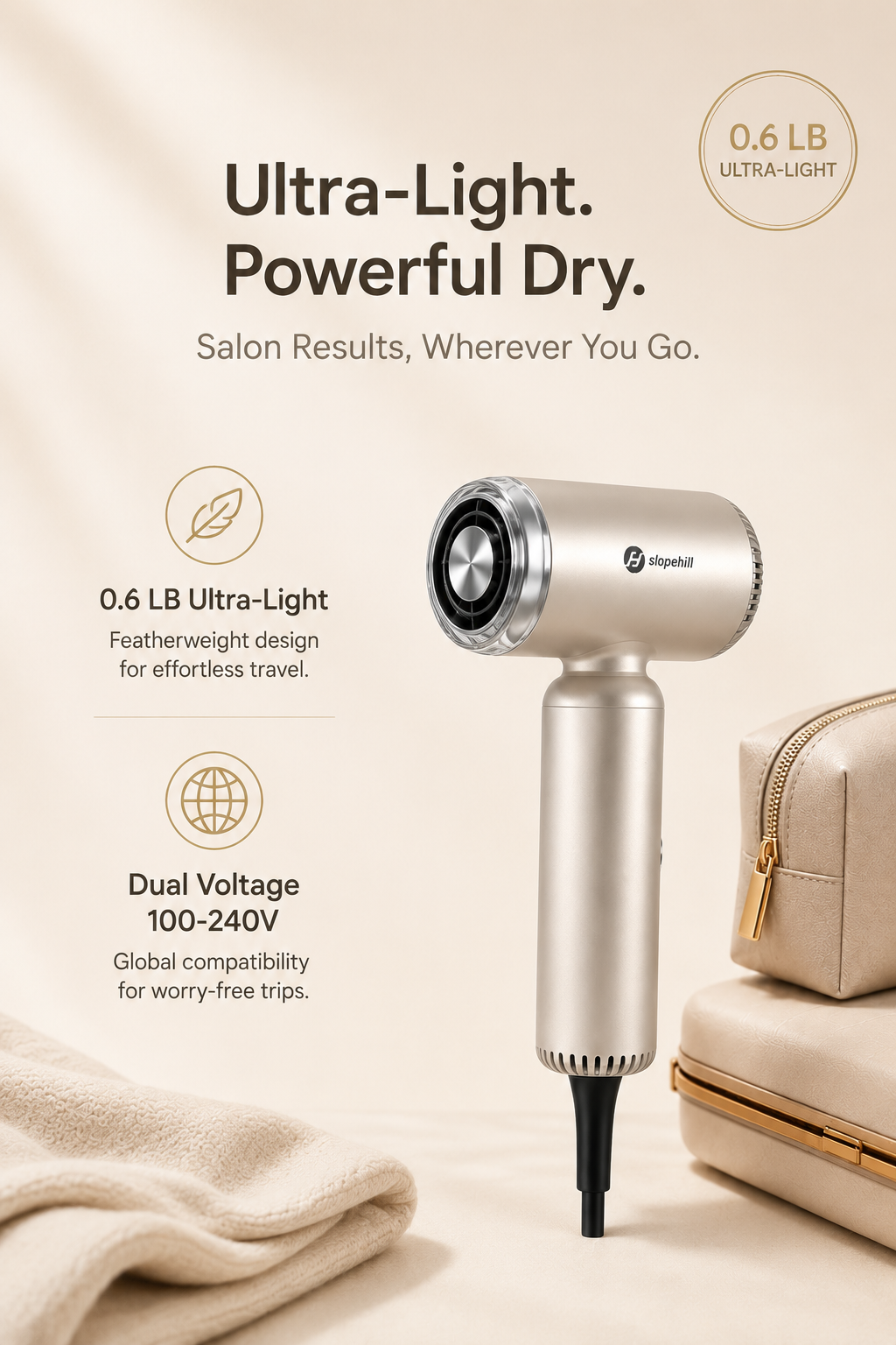 Following The Tamron Hall Show Success, Slopehill® Redefines Styling Again: The Dual Voltage Travel Mini Hair Dryer Built for 4C Hair