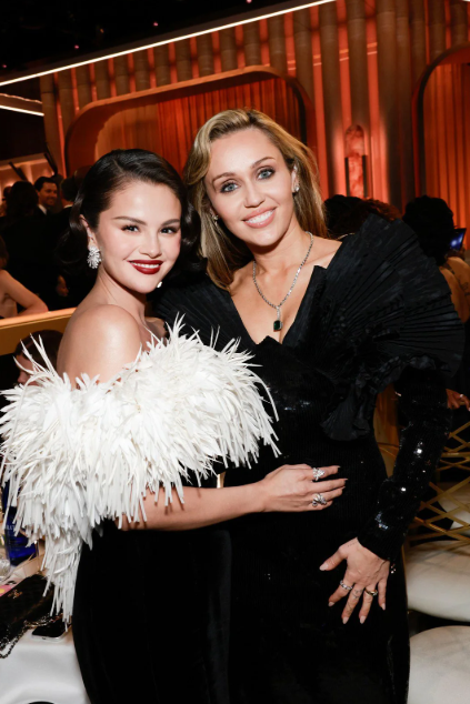 Selena Gomez and Miley Cyrus at the Golden Globe Awards