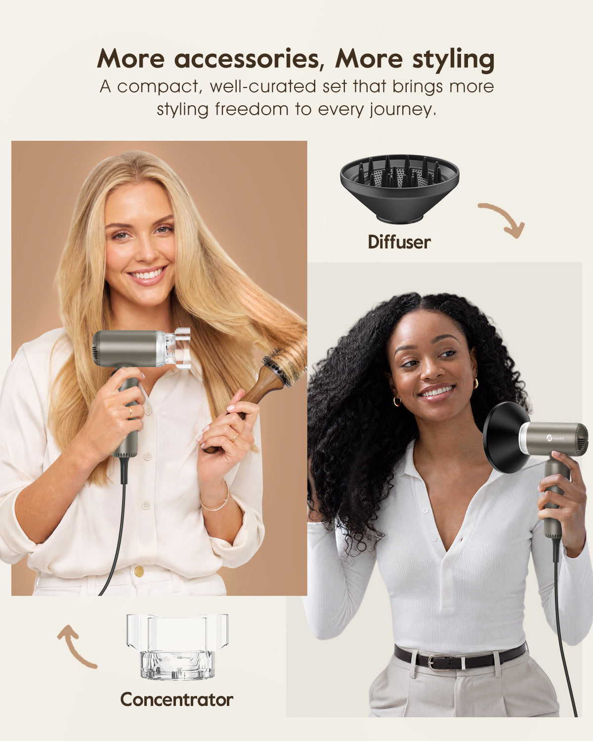 Slopehill® Dual Voltage Travel Mini Hair Dryer-Coffee