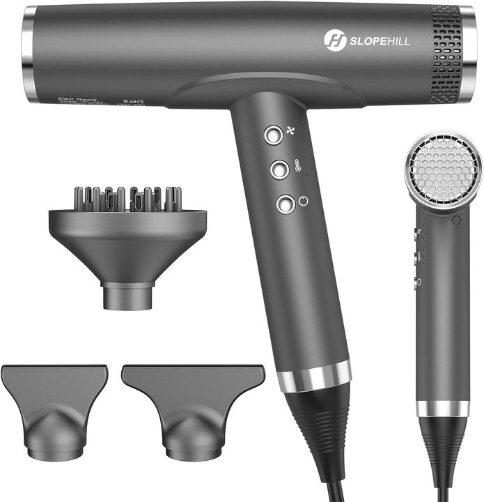 Slopehill Professional Hair Dryer with Diffuser, Ionic Hair Dryer,Lightweight Compact Powerful & Fast Salon Blow Dryer with High Speed Brushless Motor, Travel Hairdryer, Women & Men