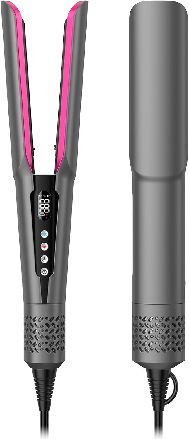 Slopehill Hair Straightener - 2 in 1 Ultimate Fast Hair Straightener | Instant Heat, Smooth & Shiny Hair in Seconds | Powerful Motor, 5 Heat Levels, Safe Auto Shut-Off