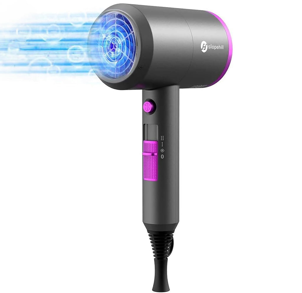 Slopehill AC Hammer Ionic Hair Dryer, Fast Drying Low Noise, 2 Nozzles & Diffuser, Home/Salon/Travel