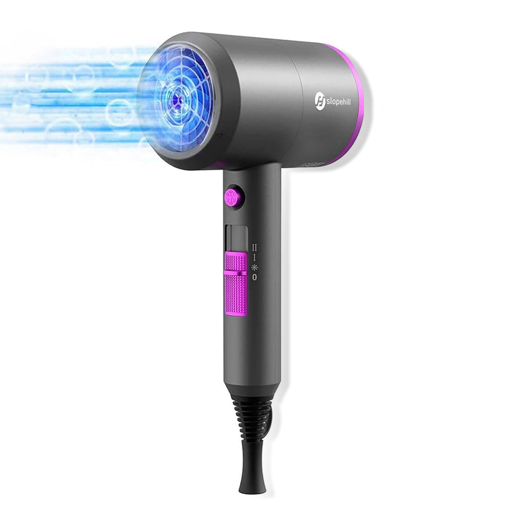 Slopehill AC Hammer Ionic Hair Dryer, Fast Drying Low Noise, 2 Nozzles & Diffuser, Home/Salon/Travel