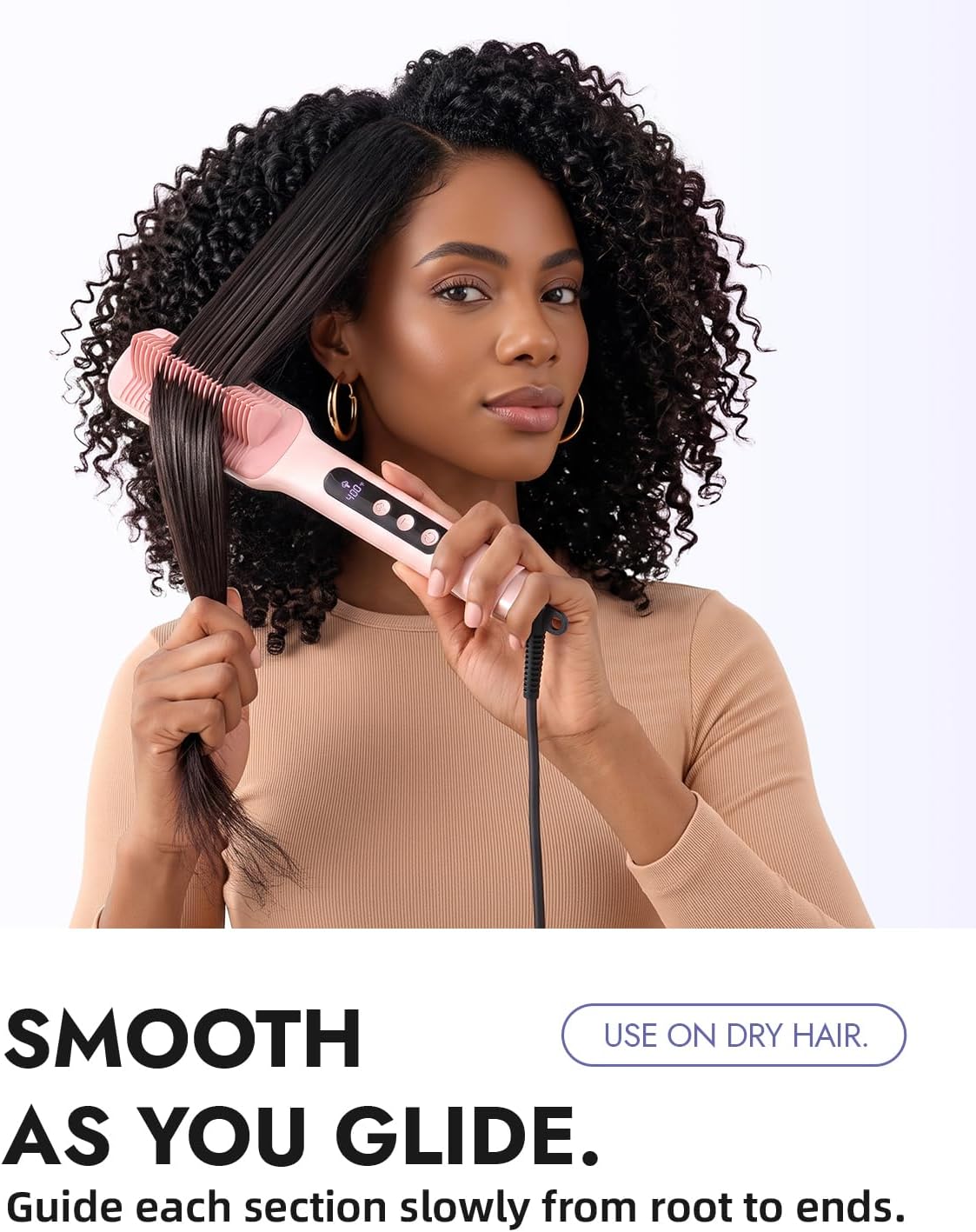 Slopehill® Steam Hair Straightener Brush,Pink
