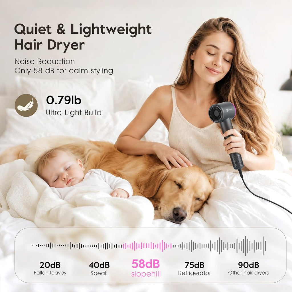 Slopehill®Professional Ionic Hair Dryer, Blow Dryer with Diffuser, Gray