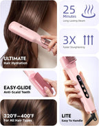 Slopehill® Steam Hair Straightener Brush,Pink