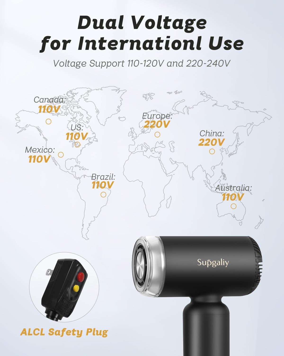 Slopehill Dual Voltage Hair Dryer, High-Speed Ionic Blow Dryer for Fast Drying, Travel Compact Hair Blow Dryer with Magnetic Curly Diffuser for Home, Portable Hairdryer International 110-240V