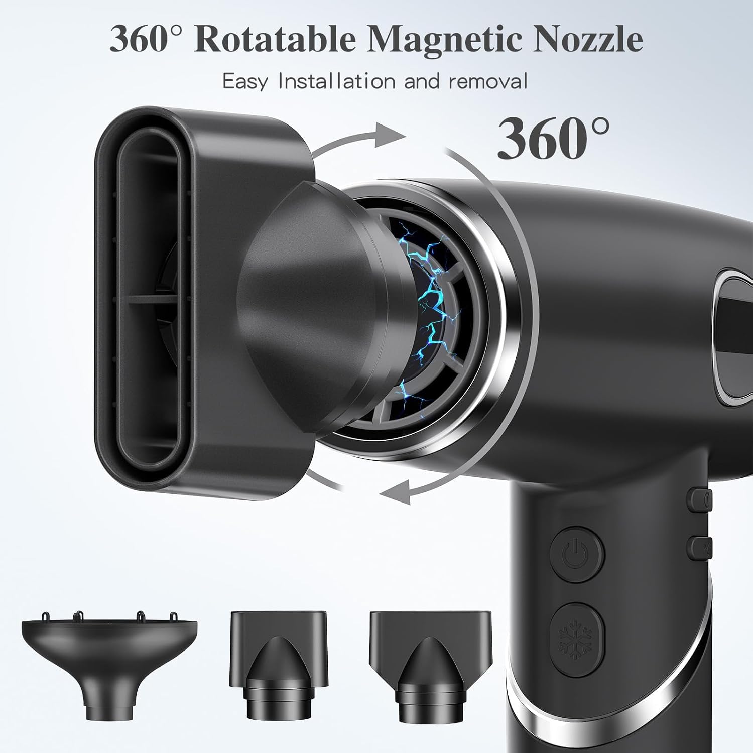 Slopehill Professional Foldable Ionic High-Speed Hair Dryer, Portable Compact with Magnetic Diffuser/Nozzle & LCD Display