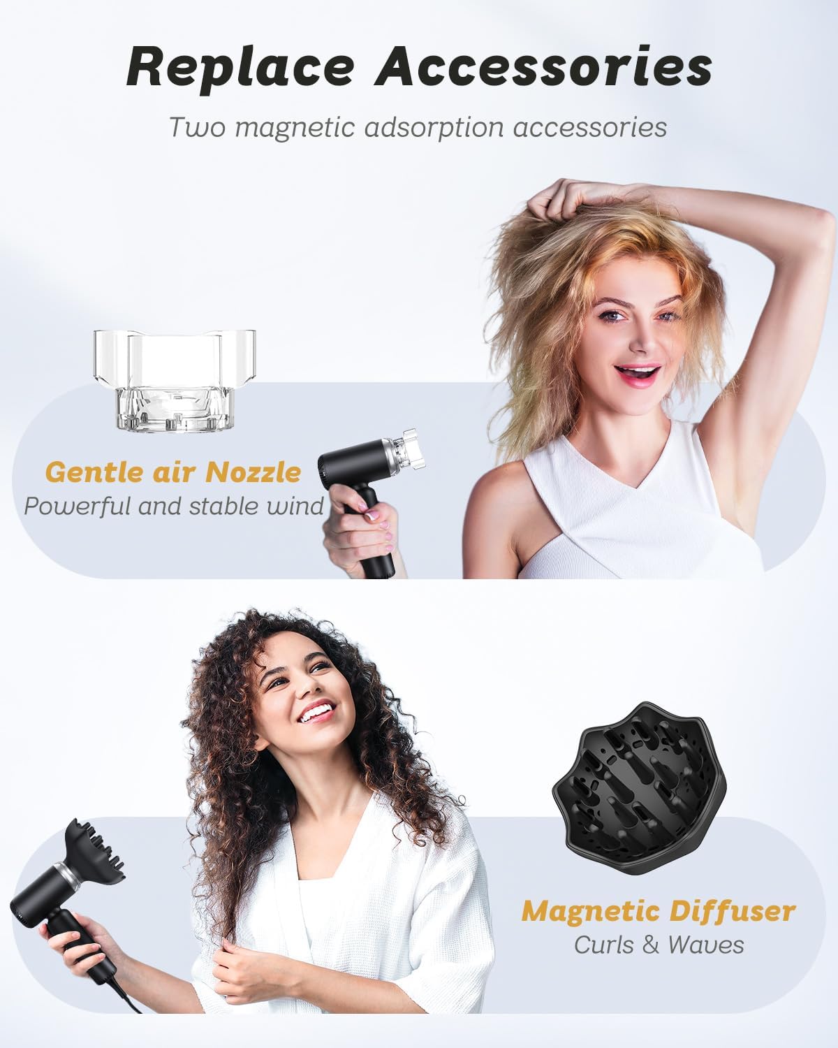 Slopehill Dual Voltage Hair Dryer, High-Speed Ionic Blow Dryer for Fast Drying, Travel Compact Hair Blow Dryer with Magnetic Curly Diffuser for Home, Portable Hairdryer International 110-240V