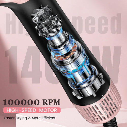 Slopehill Blow Dryer Brush - Hot Air Brush with High Speed Motor 100,000RPM, Hair Dryer Brush, Ionic Hair Dryer and Styler Volumizer with Oval Barrel, Hair Straightener Brush, 3 Temps,1400W, Black