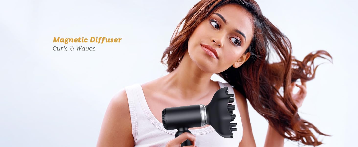 Slopehill Dual Voltage Hair Dryer, High-Speed Ionic Blow Dryer for Fast Drying, Travel Compact Hair Blow Dryer with Magnetic Curly Diffuser for Home, Portable Hairdryer International 110-240V