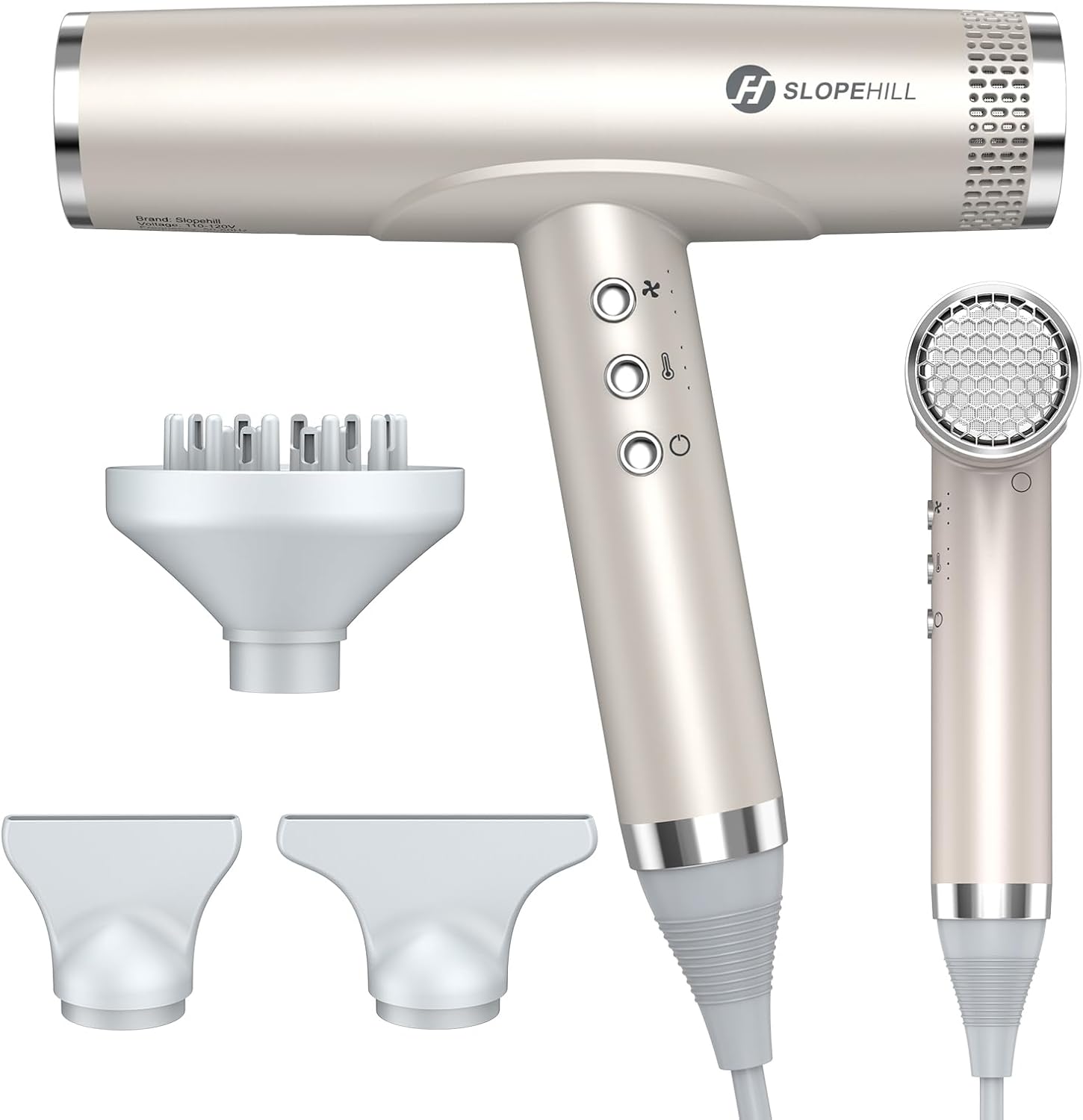 Slopehill Professional Hair Dryer with Diffuser, Ionic Hair Dryer,Lightweight Compact Powerful & Fast Salon Blow Dryer with High Speed Brushless Motor, Travel Hairdryer, Women & Men