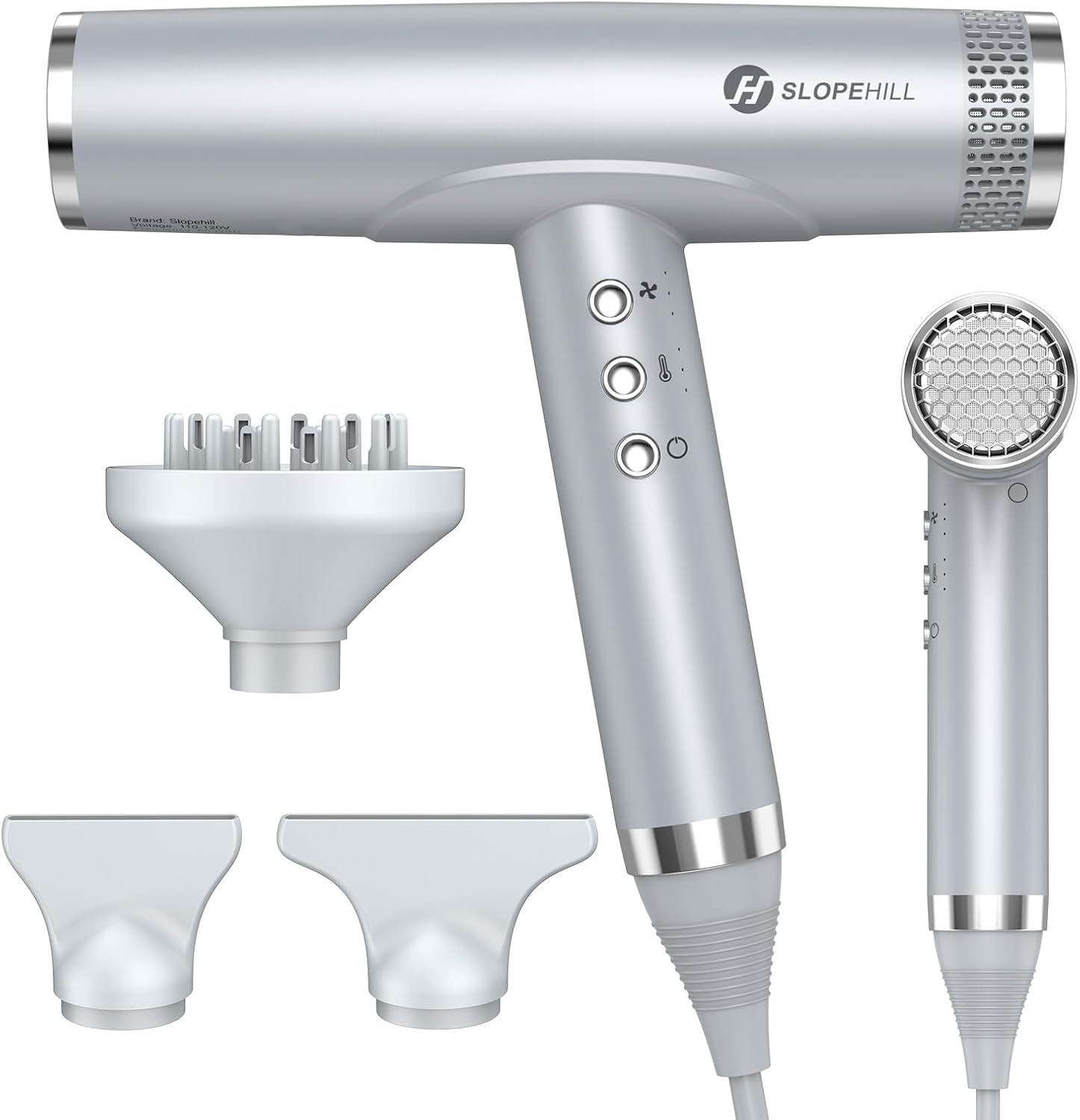 Slopehill Professional Hair Dryer with Diffuser, Ionic Hair Dryer,Lightweight Compact Powerful & Fast Salon Blow Dryer with High Speed Brushless Motor, Travel Hairdryer, Women & Men