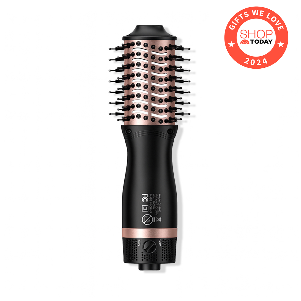 Slopehill Dual Voltage Mini Ionic Hot Air Brush Styler, European Plug, 2 Heat/Speed Settings for Home/Salon