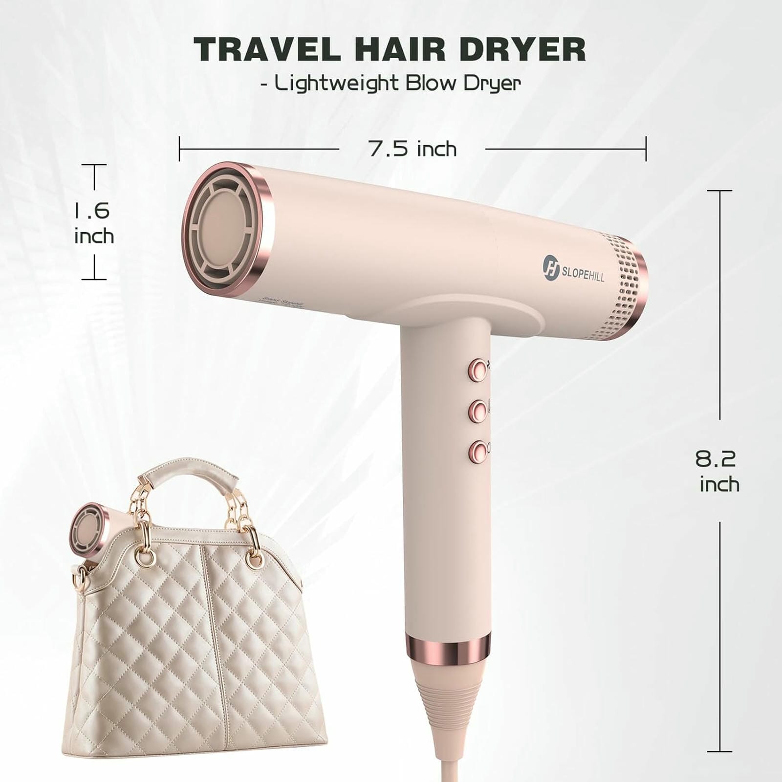 Slopehill Professional Hair Dryer with Diffuser, Ionic Hair Dryer,Lightweight Compact Powerful & Fast Salon Blow Dryer with High Speed Brushless Motor, Travel Hairdryer, Women & Men