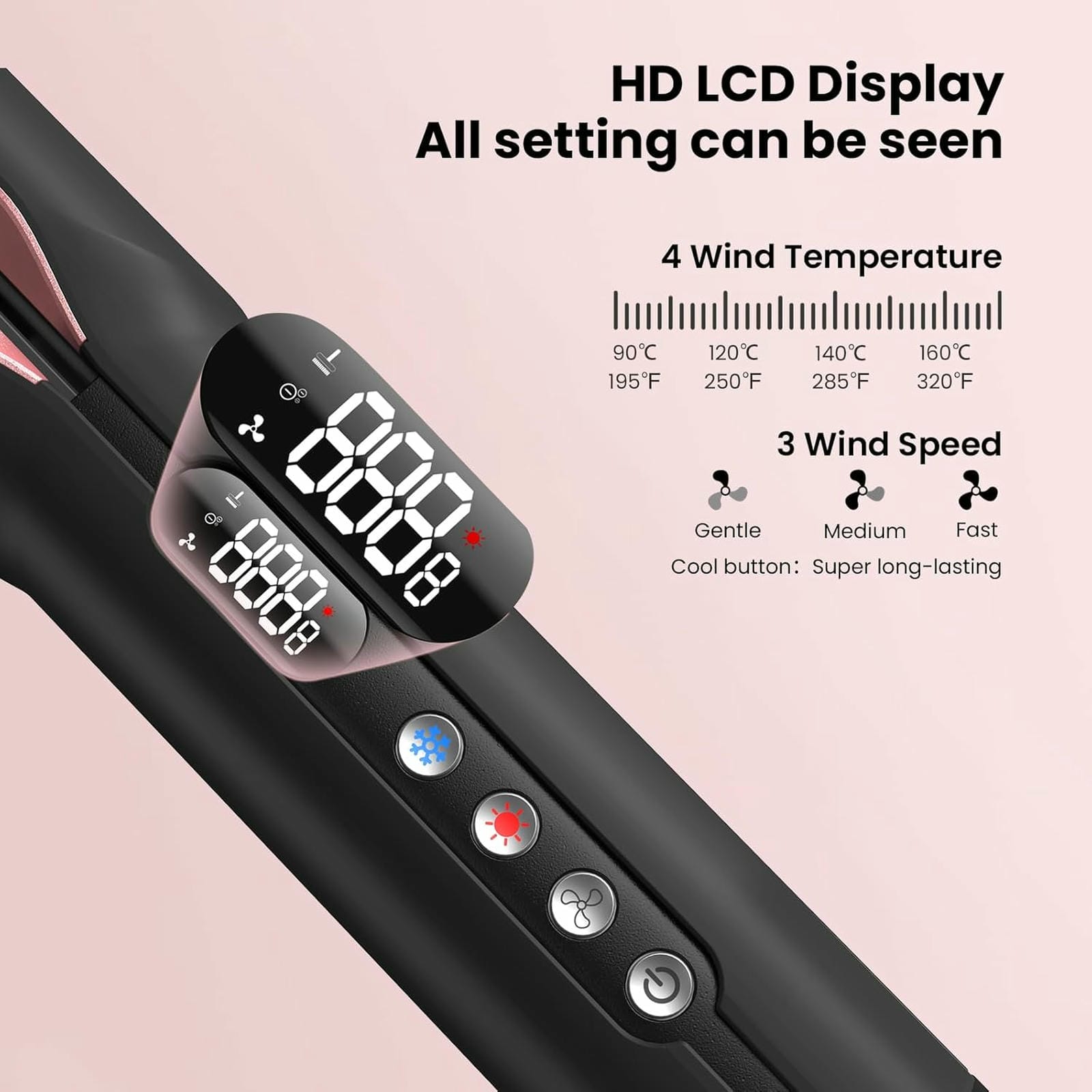 Slopehill Hair Straightener - 2 in 1 Wet to Dry Hair Dryer and Straightener with High-Speed Airflow + Rapid Heat-Up + Customizable Temperature + LCD Display & Auto Shut-Off + No Heat Damage