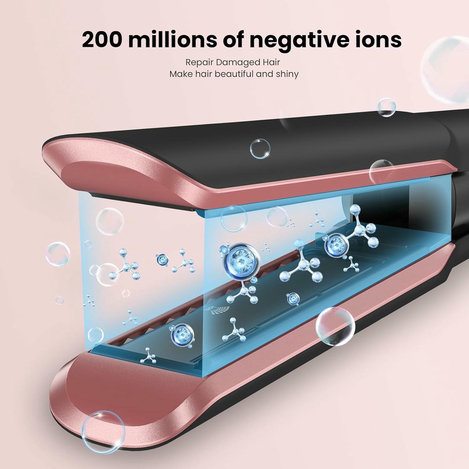 Slopehill Hair Straightener - 2 in 1 Wet to Dry Hair Dryer and Straightener with High-Speed Airflow + Rapid Heat-Up + Customizable Temperature + LCD Display & Auto Shut-Off + No Heat Damage