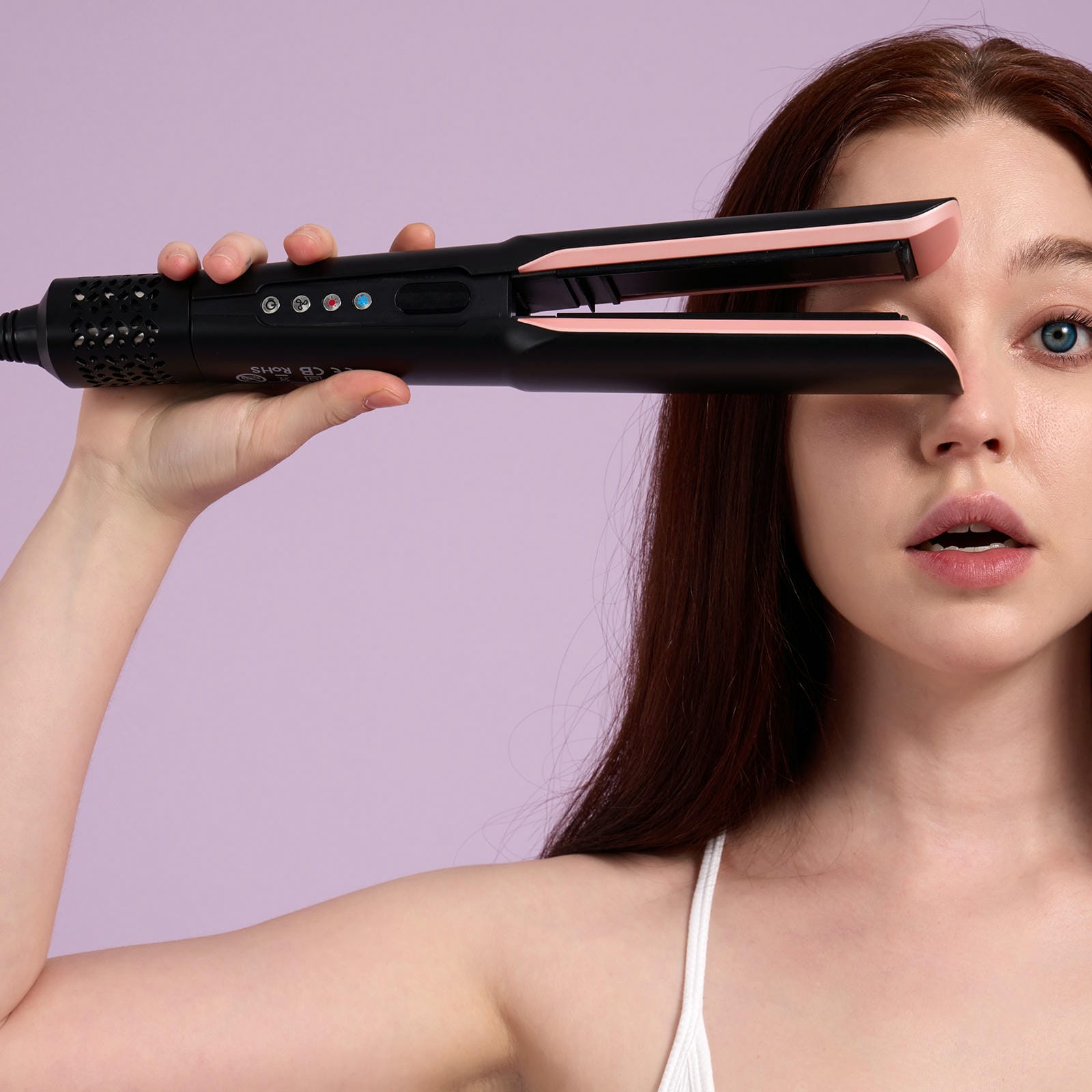 Slopehill Hair Straightener - 2 in 1 Wet to Dry Hair Dryer and Straightener with High-Speed Airflow + Rapid Heat-Up + Customizable Temperature + LCD Display & Auto Shut-Off + No Heat Damage