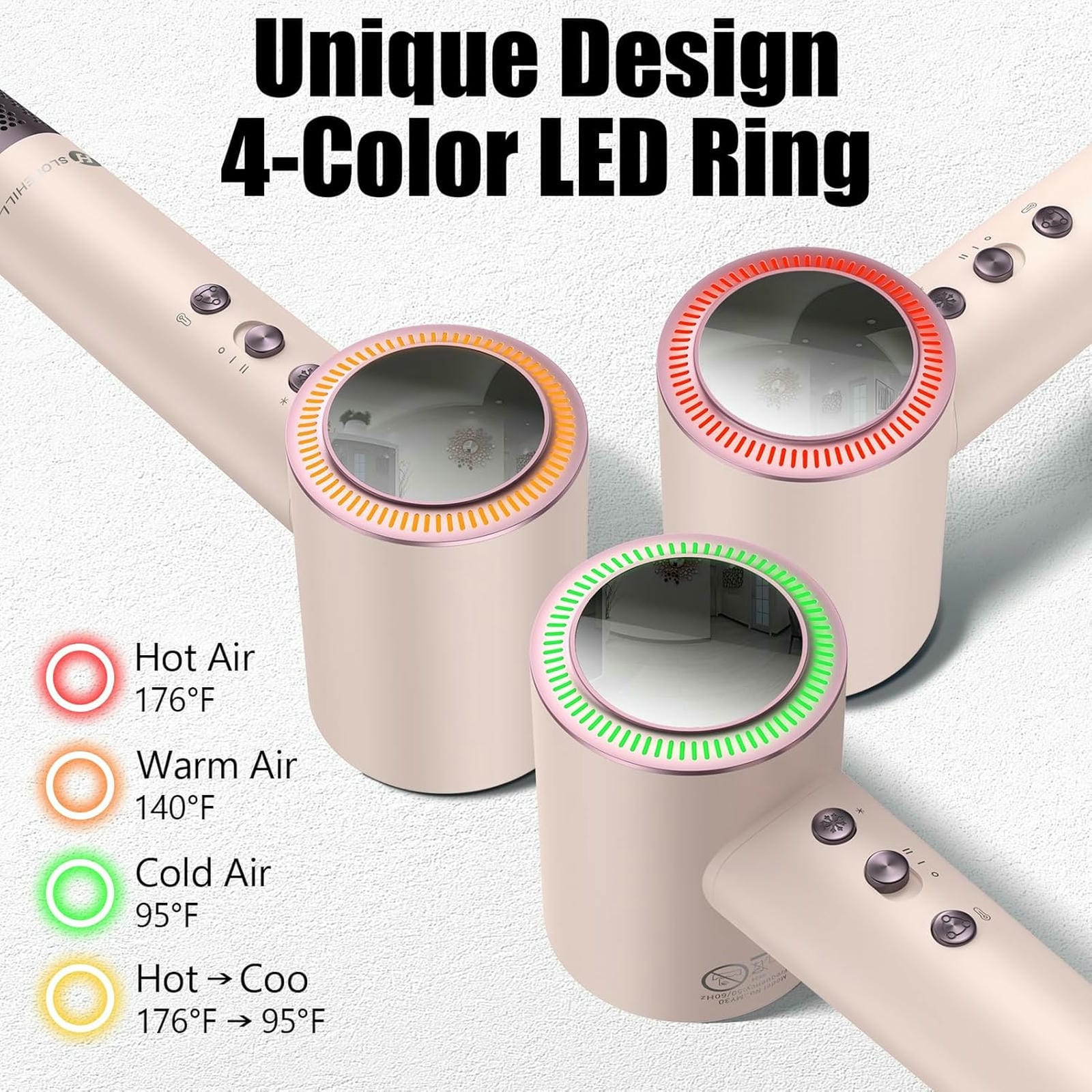 Slopehill Hammer-Nozzle Hair Dryer, High-Velocity Fast Drying + Low Noise + Intelligent Temperature Control, Lightweight & Hair Care for Home/Salon/Travel